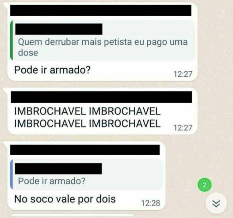 Print de conversas no WhatsApp de alunos da Universidade Mackenzie 