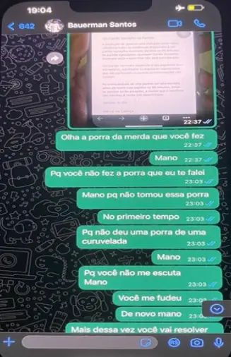 Conversa do zagueiro Eduardo Bauermann (Santos) com o apostador/ Reprodução