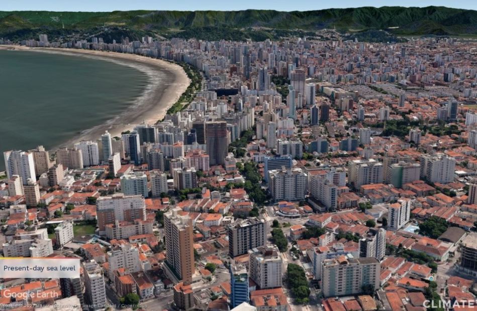 Imagem atual de santos/Foto: Divulgação/Climate Central