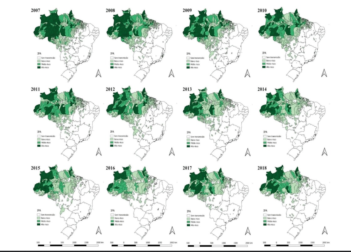 Série histórica das regiões com maior incidência de malária no Brasil, entre 2007 e 2018.