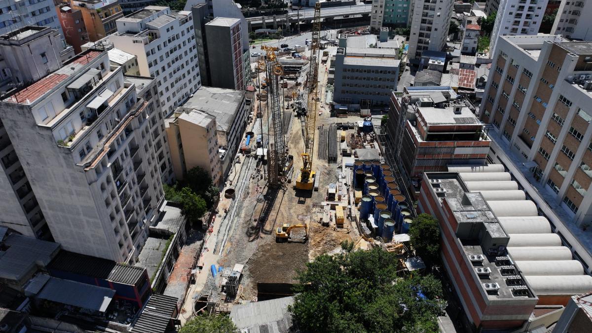A estação 14-Bis Saracura está com 14,18% das obras concluídas /Divulgação/Linha Uni