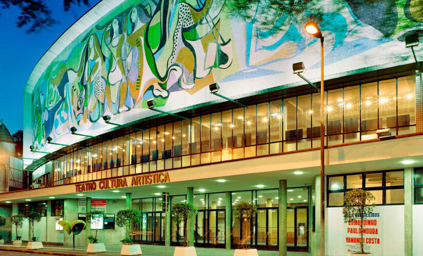 Fachada do Cultura Artística, com mural de Di Cavalcanti. Foto: Divulgação/Teatro Cultura Artística