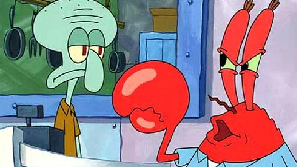 1. Lula Molusco não é uma lula e Seu Sirigueijo não é um siri - Apesar de levar o nome de "Lula Molusco", o vizinho ranzinza do Bob Esponja é, na verdade, um polvo. Já o chefe de Bob Esponja, Seu Sirigueijo, leva em seu nome a mistura dos animais siri e caranguejo. Pelo início do seu nome, muitos tendem a considerar que o sovina dono do Siri Cascudo seja um siri, porém ele é um caranguejo-vermelho - (Reprodução/Nickelodeon)