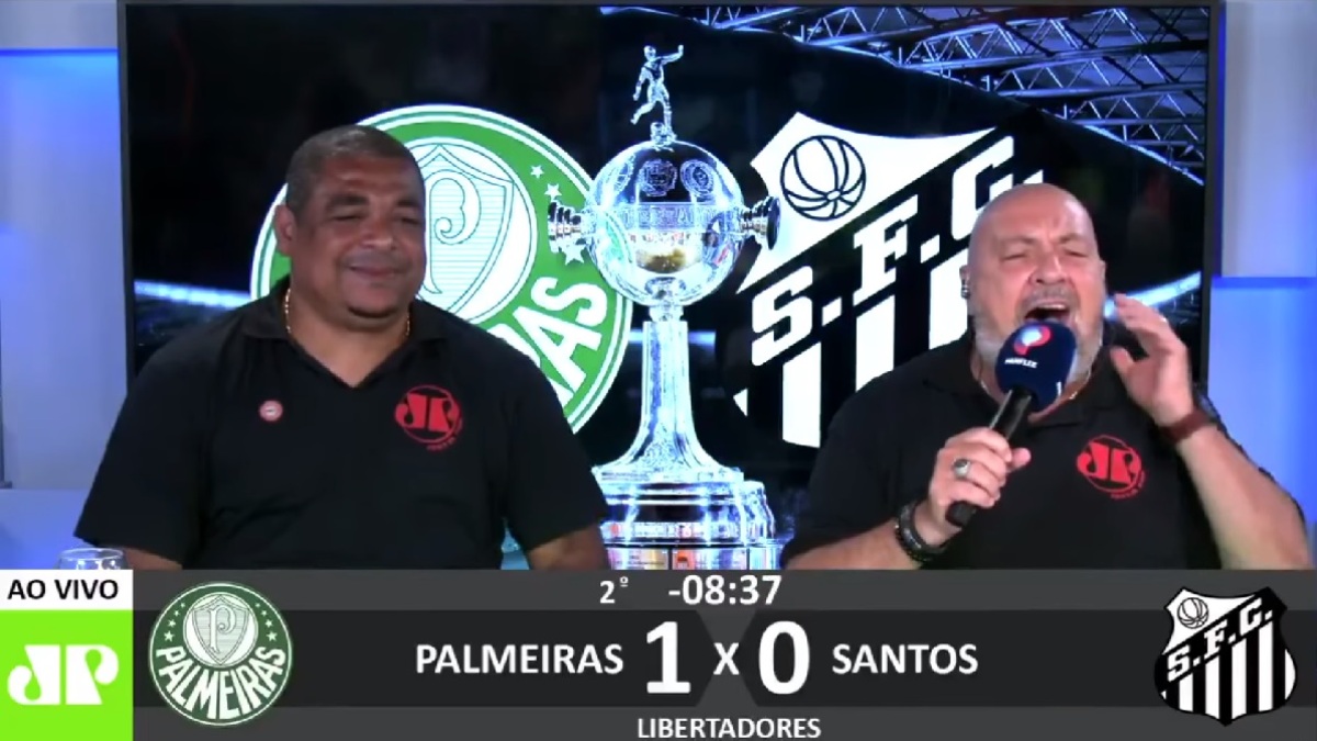 Vampeta e Nilson Cesar na transmissão da final da Libertadores 2020 /Foto: Reprodução/Jovem Pan Esportes