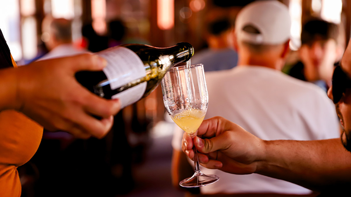O passeio conta com música ao vivo, welcome drink e serviço de bordo