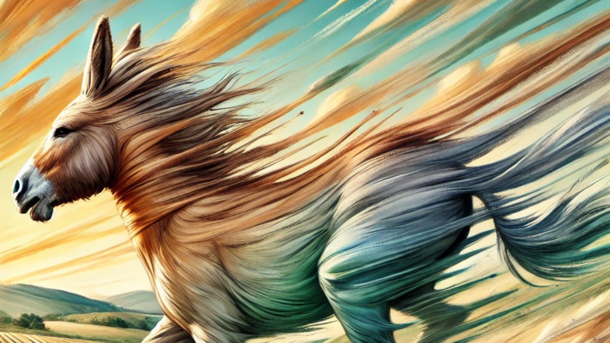 Cor de burro quando foge => Corro de burro quando foge. Foto: Reprodução IA