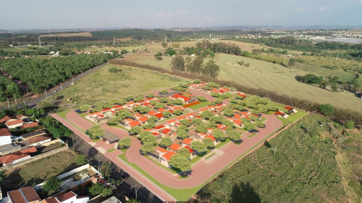 Aplicação da maquete no terreno adquirido pela associação. Foto: Divulgação