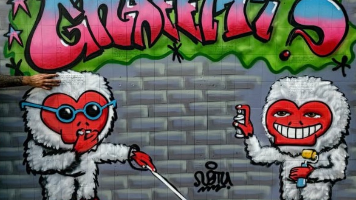 Graffiti exposto no Parque Mundo das Crianças, em Jundiaí, no interior de São Paulo. /Foto: Reprodução/Redes sociais