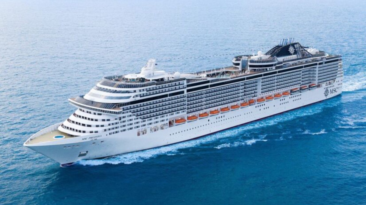 MSC Preziosa, navio do qual hóspede caiu no mar em São Sebastião. Foto: Divulgação/MSC Cruzeiros