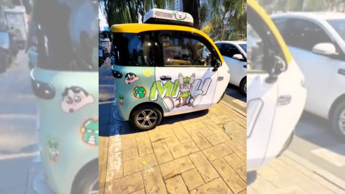 O pouco espaço necessário para estacioná-lo é uma das vantagens. Ele também para como moto. Foto: Reprodução/TikTok