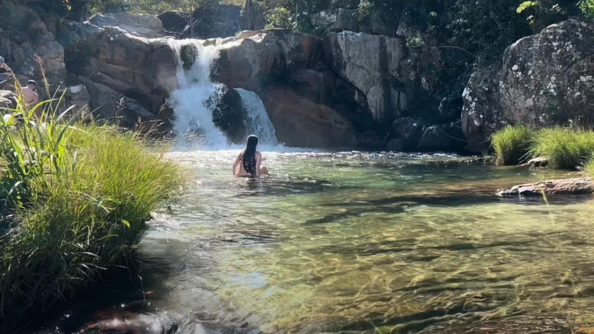Os Saltos do Rio Preto são um dos cartões-postais da Chapada. As quedas d'água atingem até 120 metros de altura.