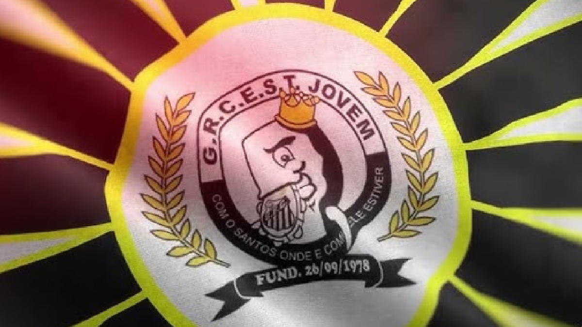 Torcida Jovem: A escola da Torcida Jovem do Santos, também chamada de "Recreativo Esportivo Cultural Escola de Samba Torcida Jovem Santista" foi oficializada como organização carnavalesca em 2003. Possui uma sede social localizada na cidade de São Paulo, no Jardim Aricanduva, na zona leste - (Reprodução/YouTube Canal do Carnaval)