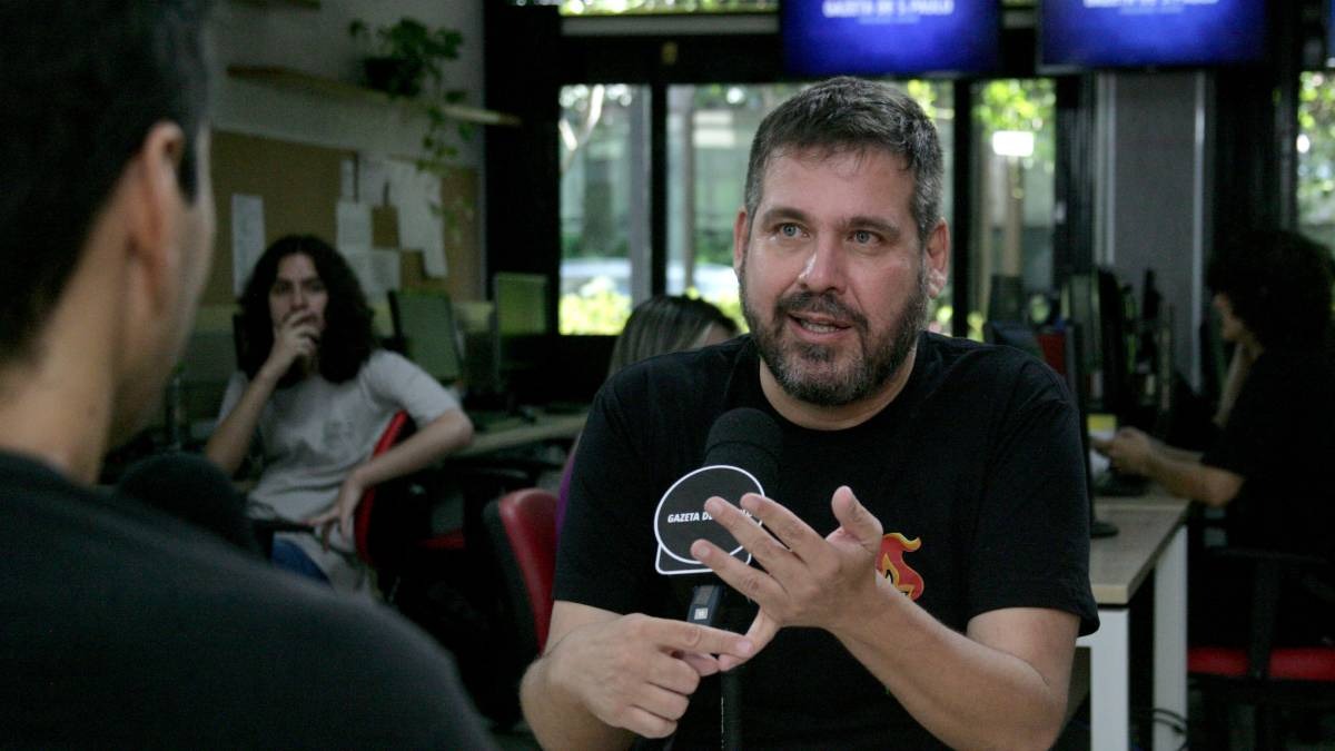 Fabio Brazza durante participação no podcast Direto da Gazeta, apresentado pelo jornalista Bruno Hoffmann/Thiago Neme/Gazeta de S. Paulo