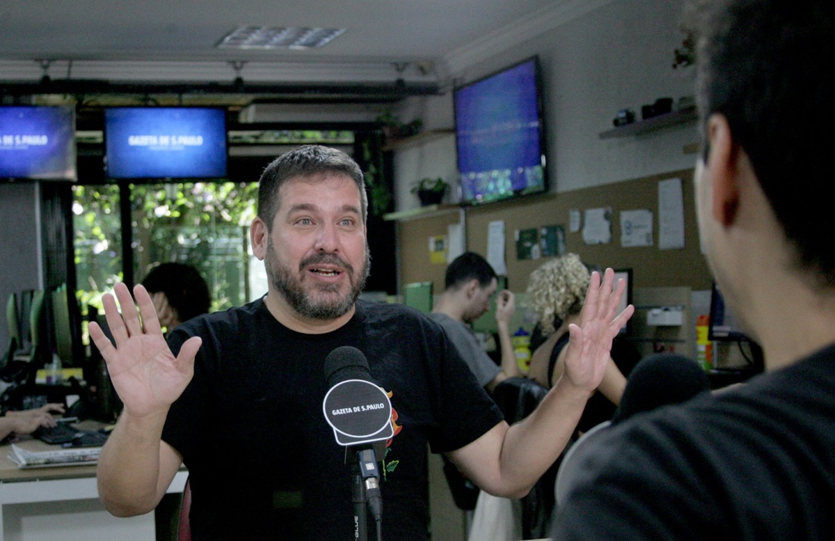 Fabio Brazza durante participação no podcast Direto da Gazeta, apresentado pelo jornalista Bruno Hoffmann/Thiago Neme/Gazeta de S. Paulo