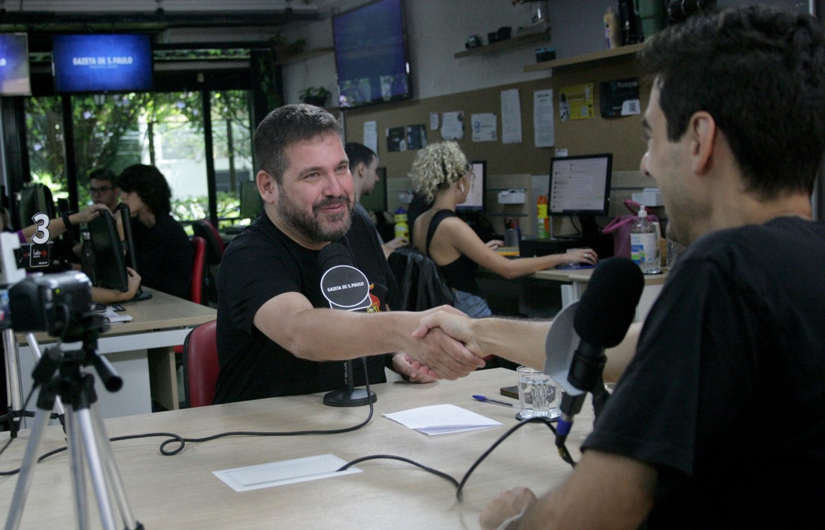Fabio Brazza durante participação no podcast Direto da Gazeta, apresentado pelo jornalista Bruno Hoffmann/Thiago Neme/Gazeta de S. Paulo