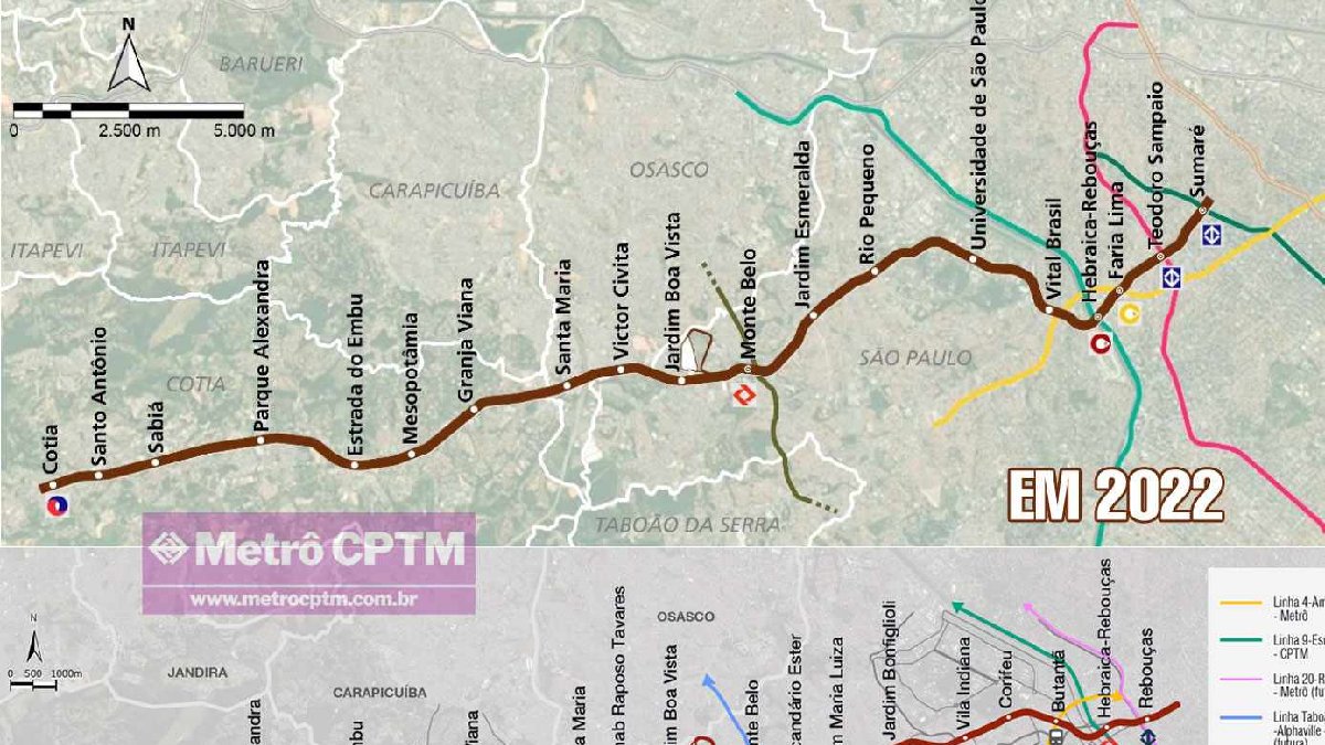 O projeto passou por mudanças na revisão de 2022 e estações novas foram adicionadas. Imagem: CMSP