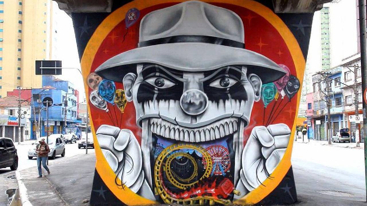 Grafites do Museu Aberto de Arte Urbana estão em baixo de viaduto de São Paulo. Foto: Divulgação