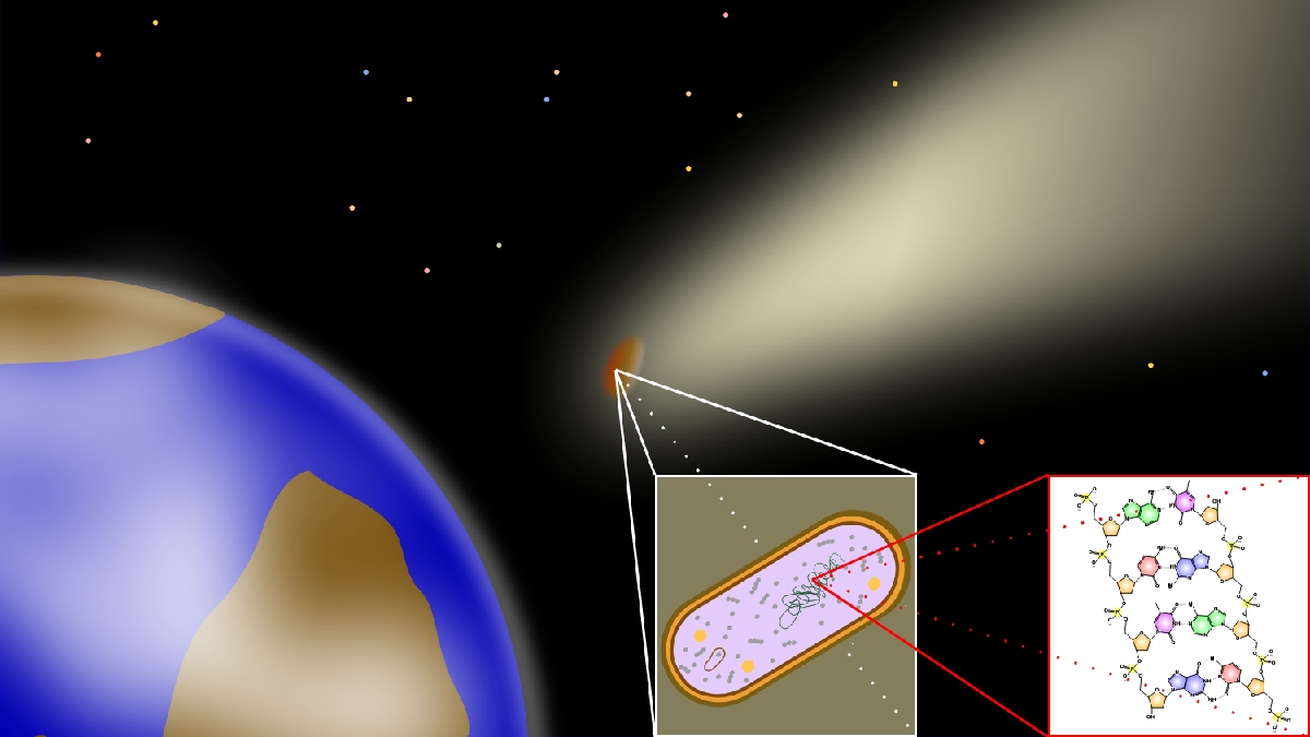 Como a vida começou? Alguns cientistas especulam que a primeira célula de vida tenha vindo do espaço. Outros especulam que foi a combinação de agentes químicos na sopa primordial do planeta que deu origem aos seres vivos. Nenhuma das teorias possui uma evidência cabal. Imagem: Silver Spoon Sokpop/Wikimedia Commons
