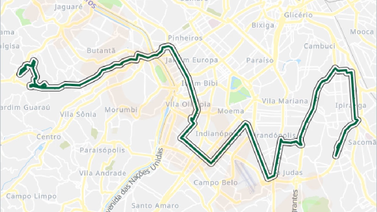 Trajeto do 477P-10 possui 78 quilômetros. Imagem: Reprodução/Moovit