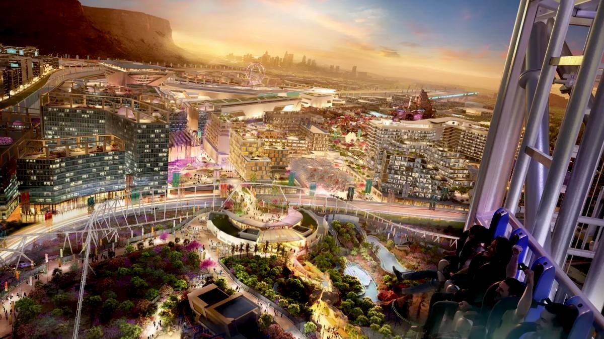 Maior montanha-russa do mundo será inaugurada ainda em 2025, mas sem data específica, na Arábia Saudita. Falcon's Flight Divulgação