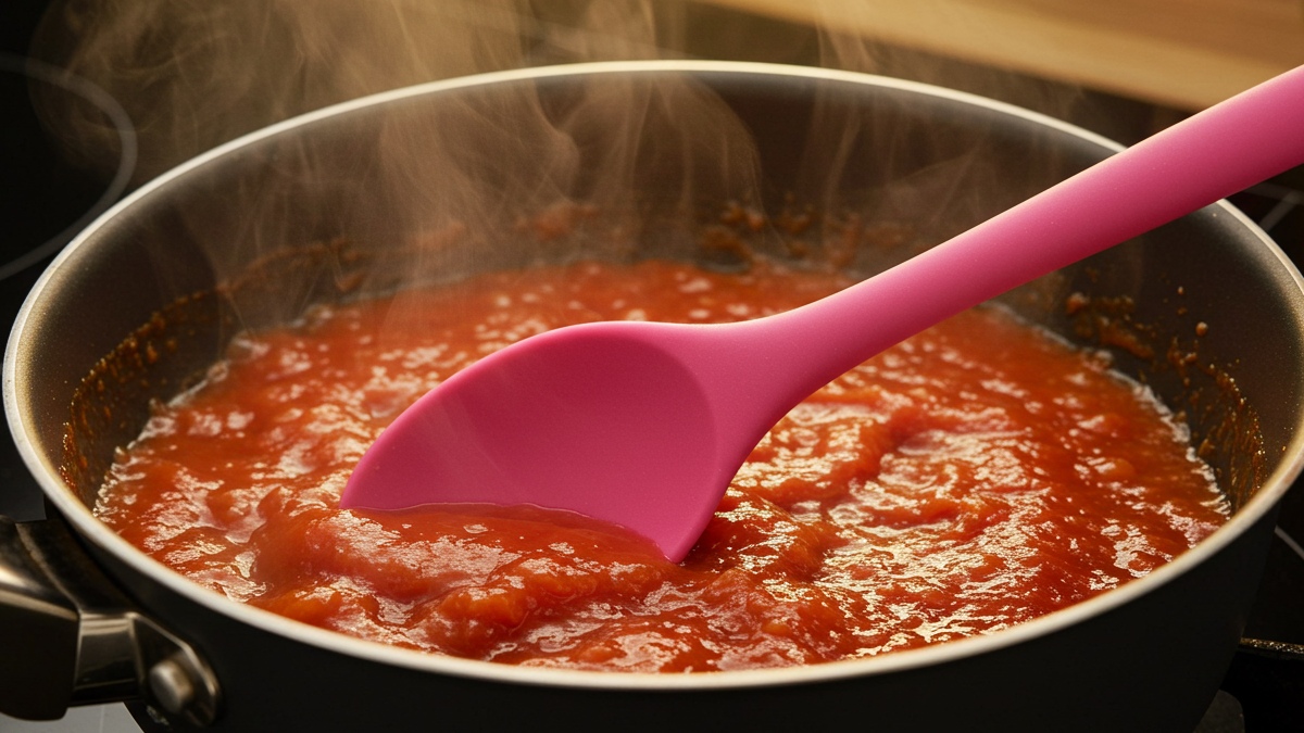 As colheres de silicone ou inox cumprem bem as mesmas funções da colher de madeira, sem comprometer a saúde. A tradição, nesse caso, talvez precise ceder espaço à segurança - (Imagem gerada por IA)