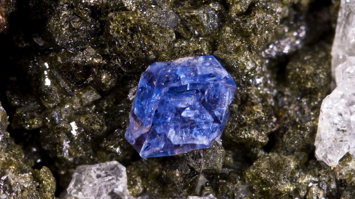 Hauynita é um cristal precioso encontrado em pouquíssimos lugares do mundo, incluindo a Ilha de Trindade. Imagem: Didier Descouens