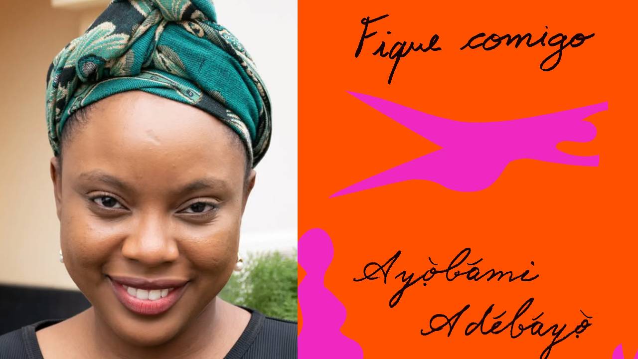 Escritora nigeriana Ayòbámi Adébáyò e a capa do seu livro de estreia