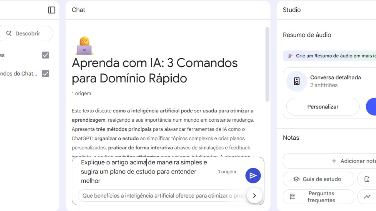Ao fazer isso, escreva o comando que deseja que a IA faça