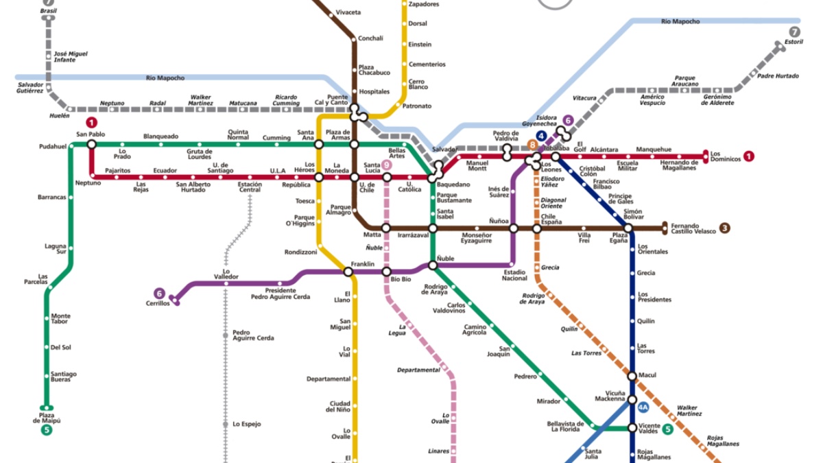 Em nono lugar, vem a cidade de santiago, com 109 km de extensão.