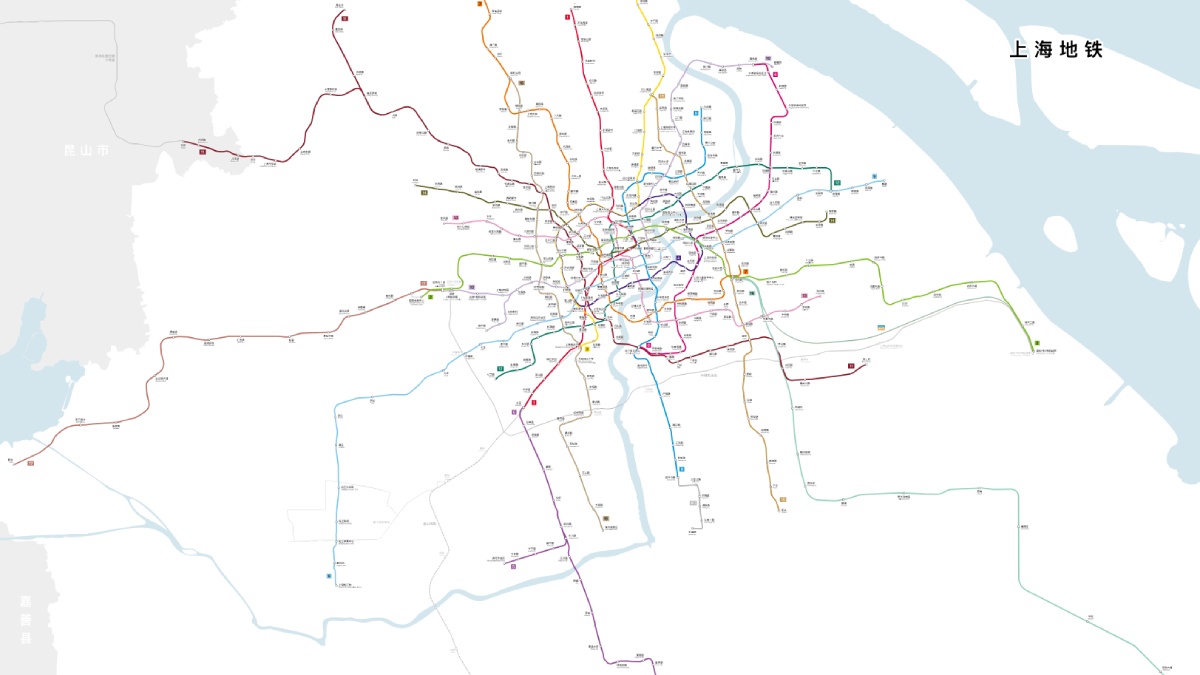 Sistema de metrô em Xangai, na China, possui 896 km de extensão no total de todas as linhas metroviários da cidade. Ela possui o maior sistema de metrô do mundo.