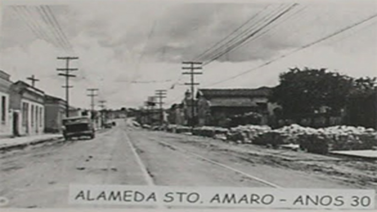 Alameda Santo Amaro nos anos 30, quando Santo Amaro ainda era um município independente - Prefeitura de São Paulo