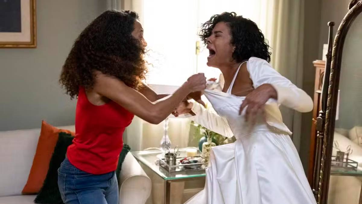 No capítulo anterior da trama, Raquel se vingou de Maria de Fátima e rasgou o vestido de noiva da filha. Fotos: Reprodução/Instagram; TV Globo