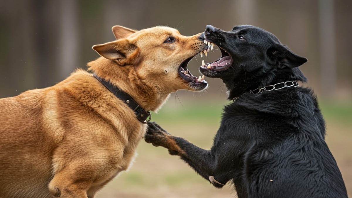 É essencial avaliar o risco ao separar uma briga violenta de cães - imagem gerada por IA