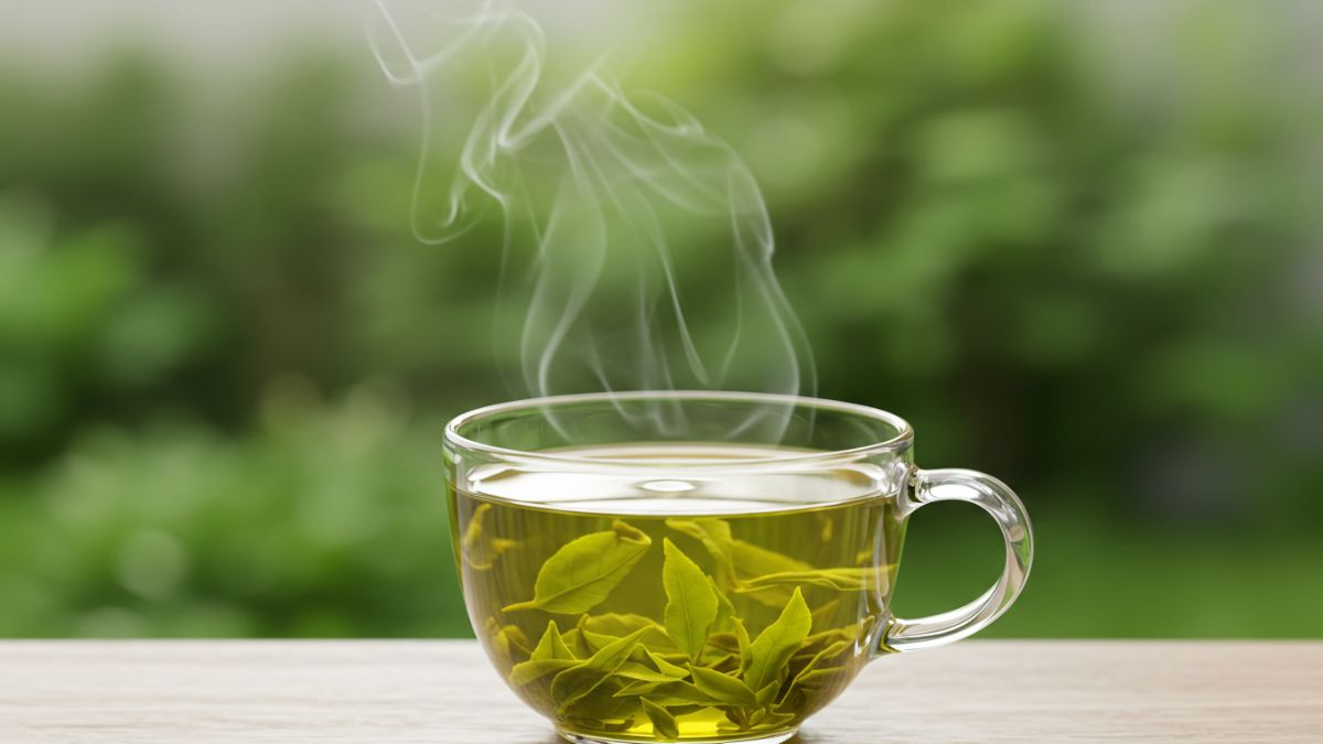O chá de hortelã não possui cafeína, mas seu teor de menta estimula o cérebro (Imagem gerada por IA)