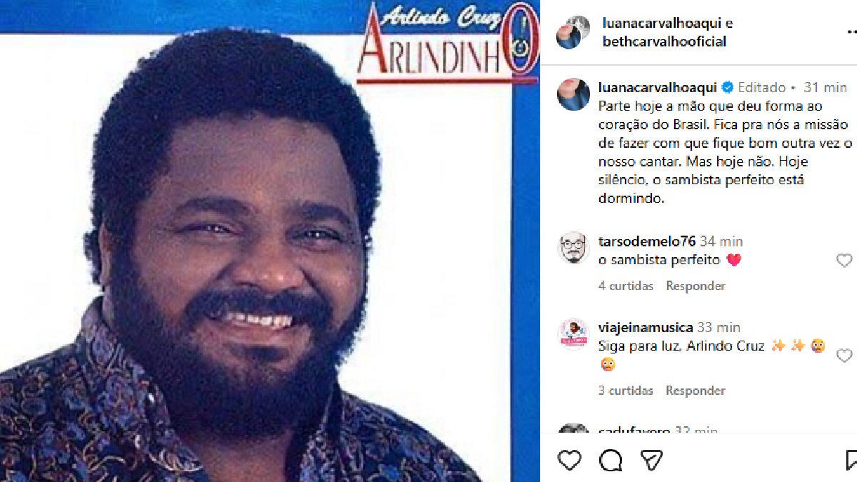 Cantora e escritora Luana Carvalho, filha de Beth Carvalho, prestou homenagem ao sambista.