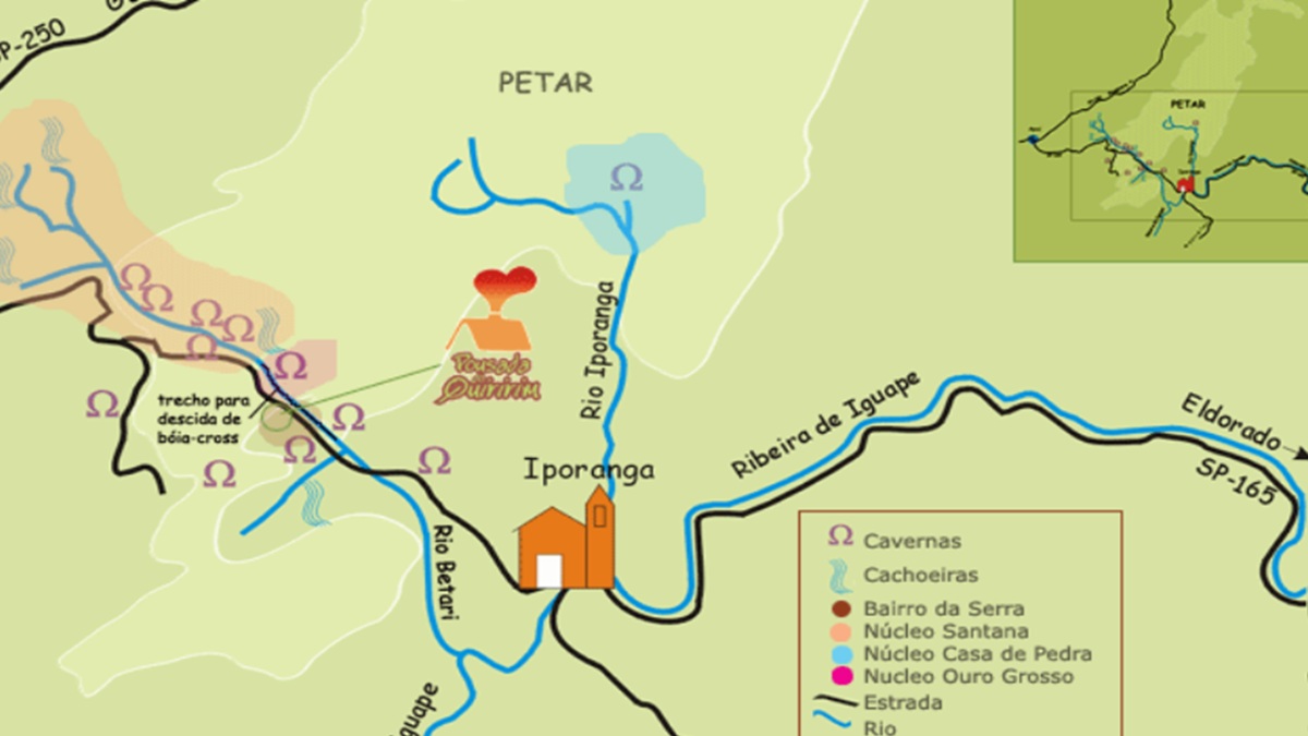 Localização das Cavernas do Parque Estadual Turístico do Alto Ribeira (Petar)/Divulgação/Petar