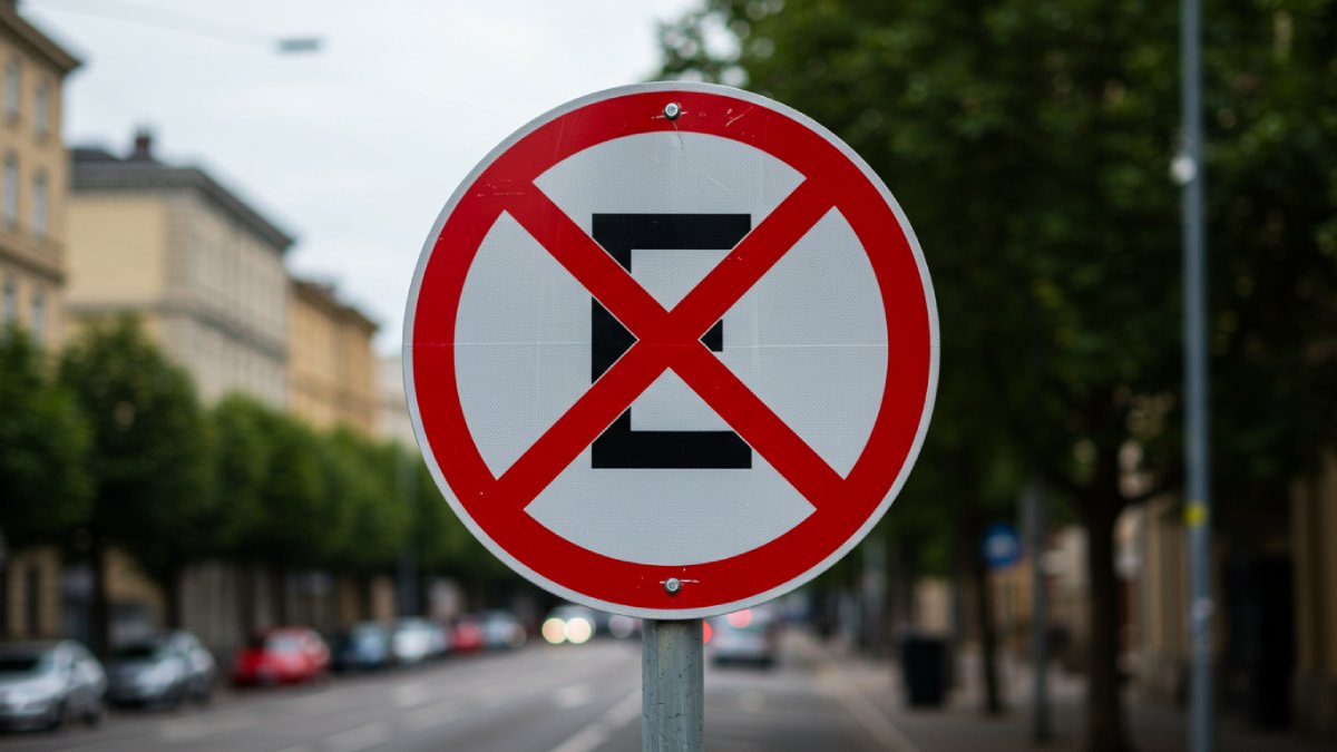 Já a placa com duas faixas indica que é proibido estacionar e parar (Fotos: Imagens geradas por IA)