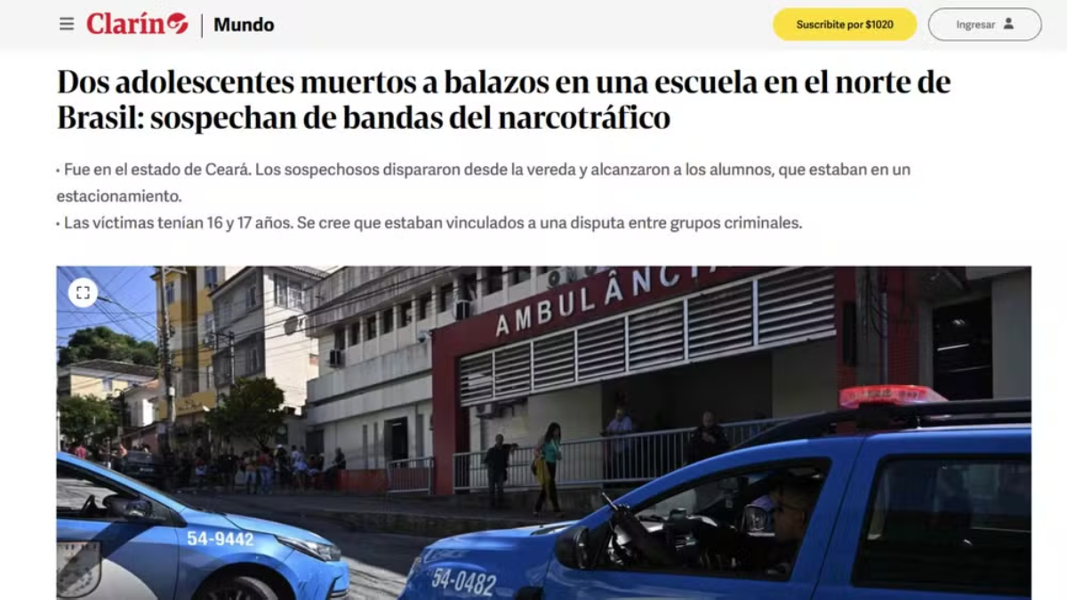 O jornal argentino "Clarín" destacou a suspeita de que o ataque tenha alguma ligação com o narcotráfico.