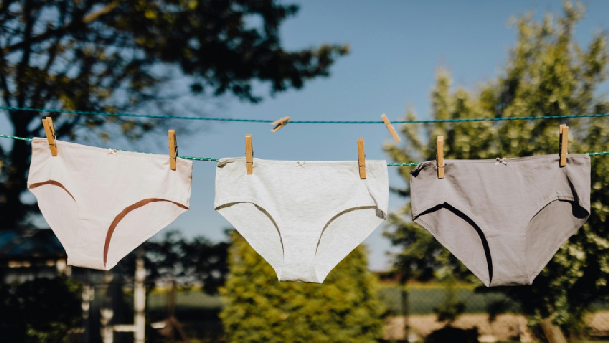 Deixe as peças menores, como roupas íntimas, na parte interna do varal. Imagem: Pexels
