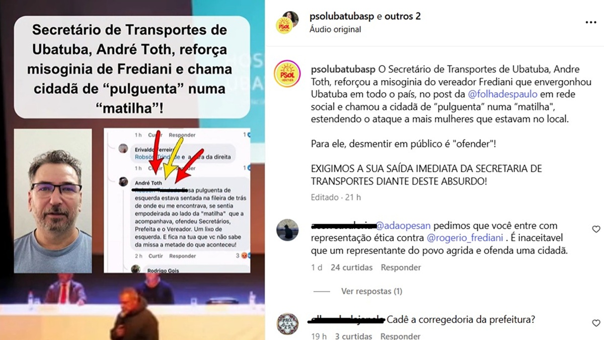 PSOL criticou suposta fala de secretário de Ubatuba/Reprodução