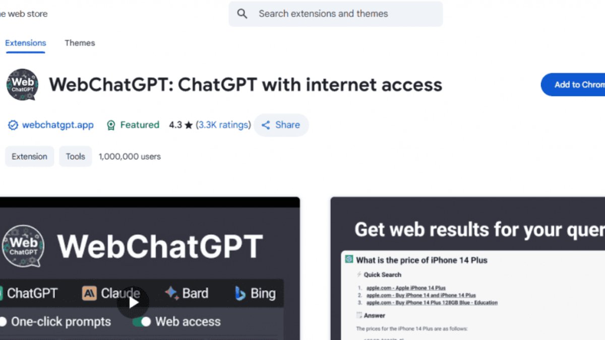 A extensão gratuita WebChatGPT permite que o ChatGPT tenha acesso à internet, resolvendo a limitação da versão gratuita que não pode buscar informações em tempo real. Com isso, a IA pode fornecer dados mais atualizados, como notícias e preços de mercado, e até mesmo usar filtros de pesquisa por data e região. É uma ferramenta útil para quem precisa de informações recentes, como criadores de conteúdo e pesquisadores.