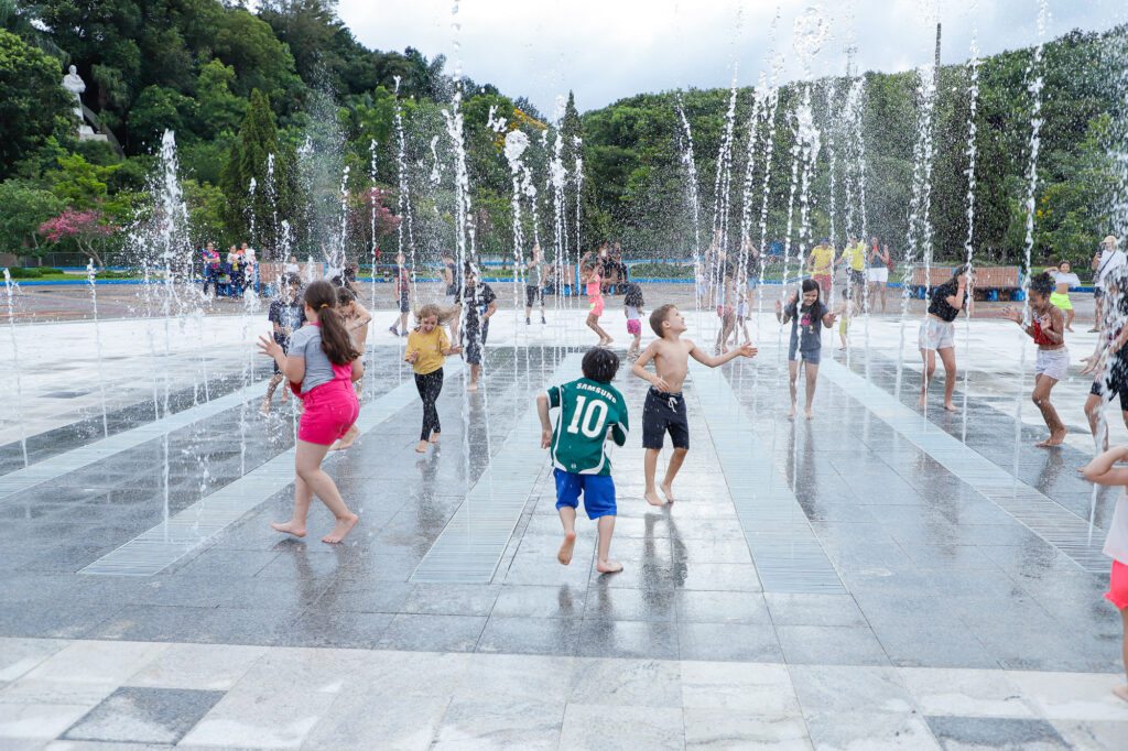 Em dezembro de 2023, São Caetano do Sul inaugurou o segundo chafariz interativo, no Parque Espaço Verde Chico Mendes. Foto: Eric Romero/PMSCS