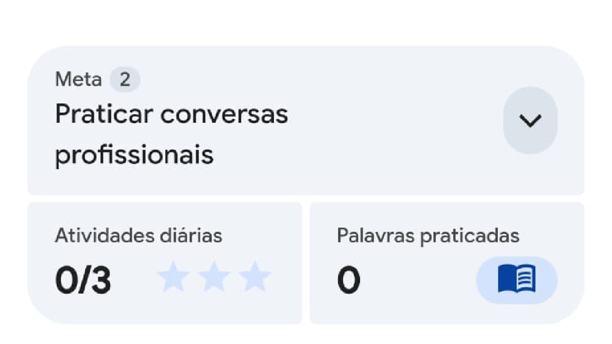 Pronto, o aplicativo já personaliza sua área de aprendizado e define metas diárias.