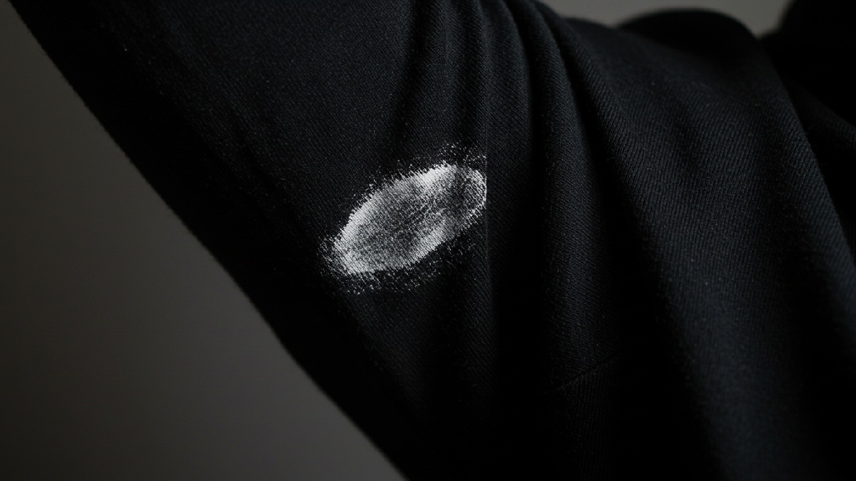 Manchas são especialmente caóticas em roupas pretas. Imagem gerada por inteligência artificial