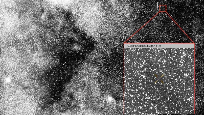 Foto mostrando a posição do objeto interestelar no céu. Imagem: ATLAS/University of Hawaii/NASA