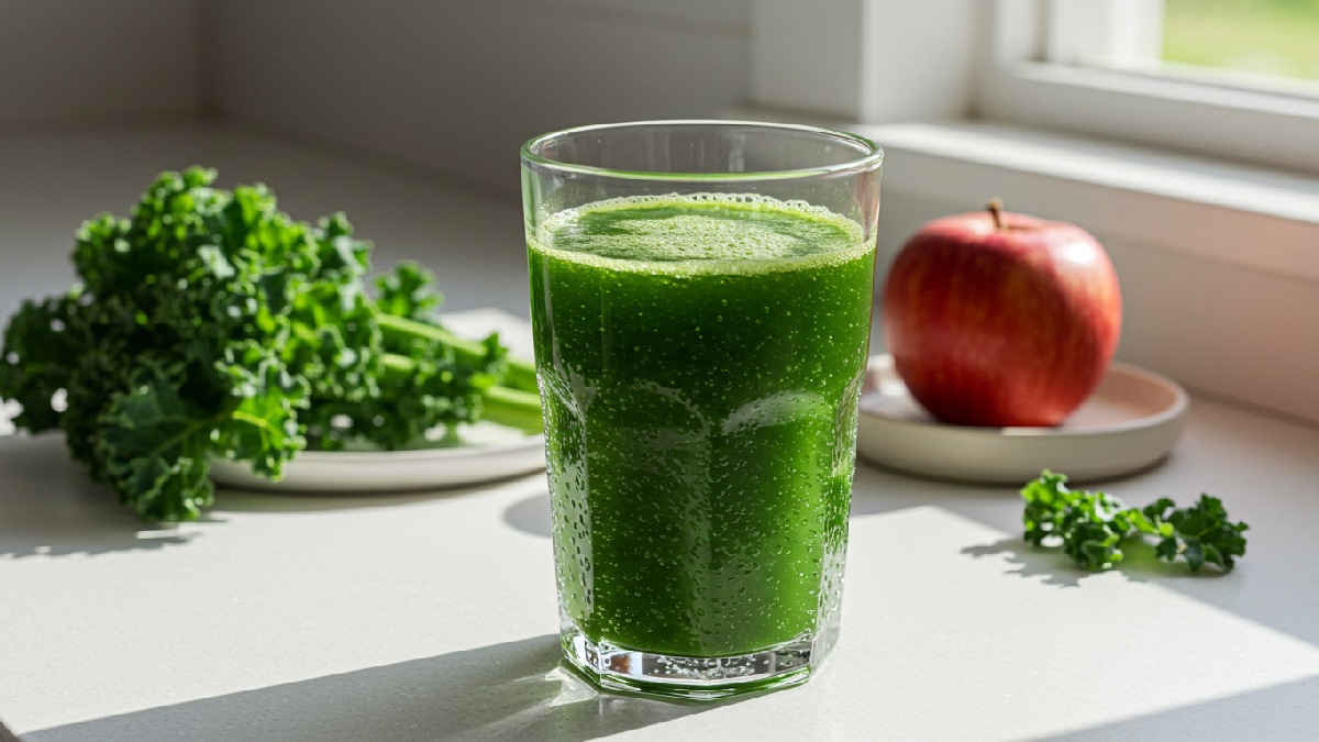Suco de couve com maçã é 'santo remédio', segundo nutricionista. Imagem gerada por inteligência artificial