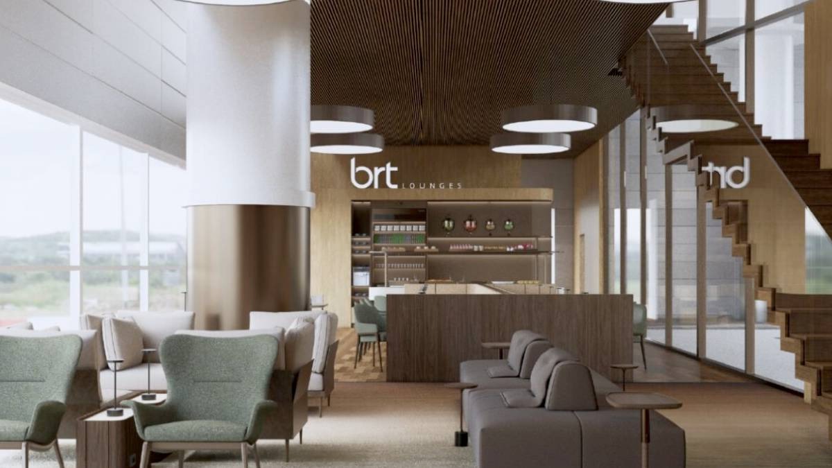 Com capacidade para 114 pessoas, lounge atende a todos os voos internacionais do terminal e recebeu investimento de R$ 6 milhões - Divulgação/BRT Lounges