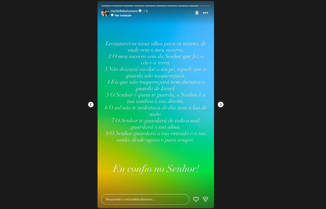 'Nós não vamos desistir da nossa nação. Confio na Justiça de Deus...' /Reprodução Instagram