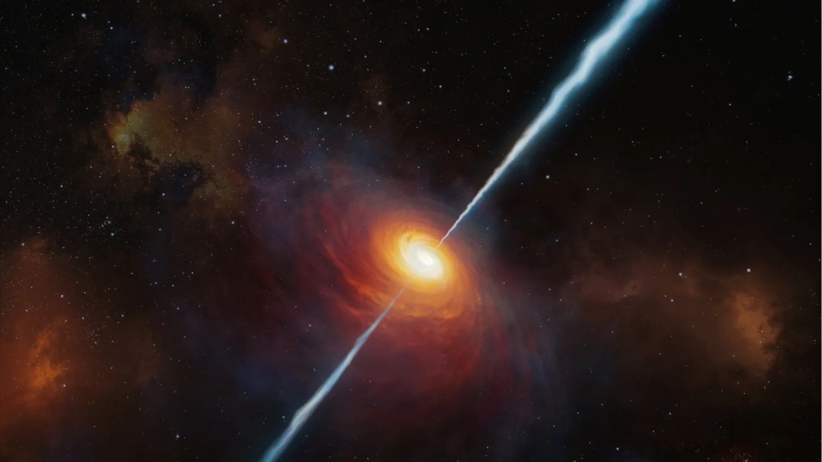 Um clarão de raios gama de 10 segundos, o GRB 250314A, viajou cerca de 13 bilhões de anos e foi captado por satélites (Foto: Divulgação/ESO/M. Kornmesser)