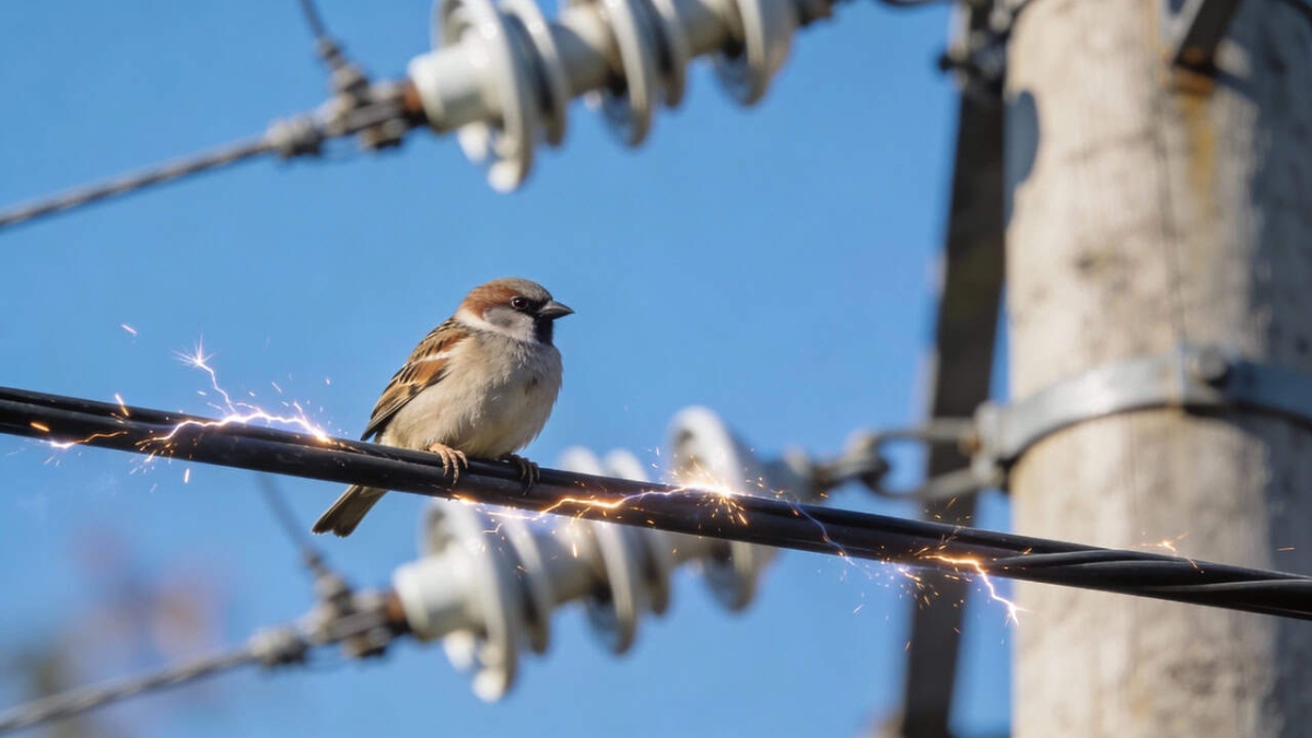 Para levar choque, a corrente elétrica precisa sair de um ponto com maior energia e ir para outro com menor energia. É essa diferença que "empurra" os elétrons. Foto: Reprodução IA